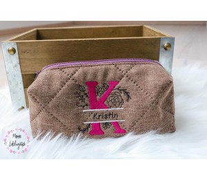 Stickdatei - Doodle Blumen Alphabet Monogram geteilt "K"